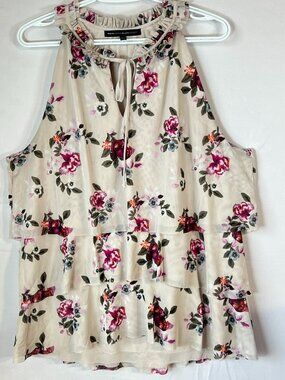 WHBM Floral Ruffle Blouse XL — Fairycore, Romantic Summer, Soft Girlhood, Trendy